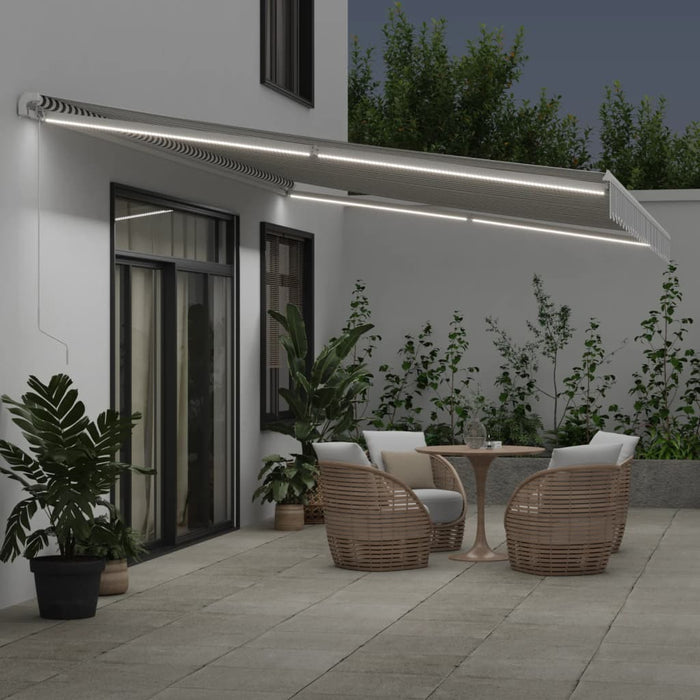 Copertină retractabilă manual cu LED, antracit/alb, 600x350 cm