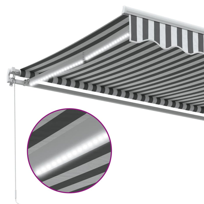 Copertină retractabilă manual cu LED, antracit/alb, 600x350 cm