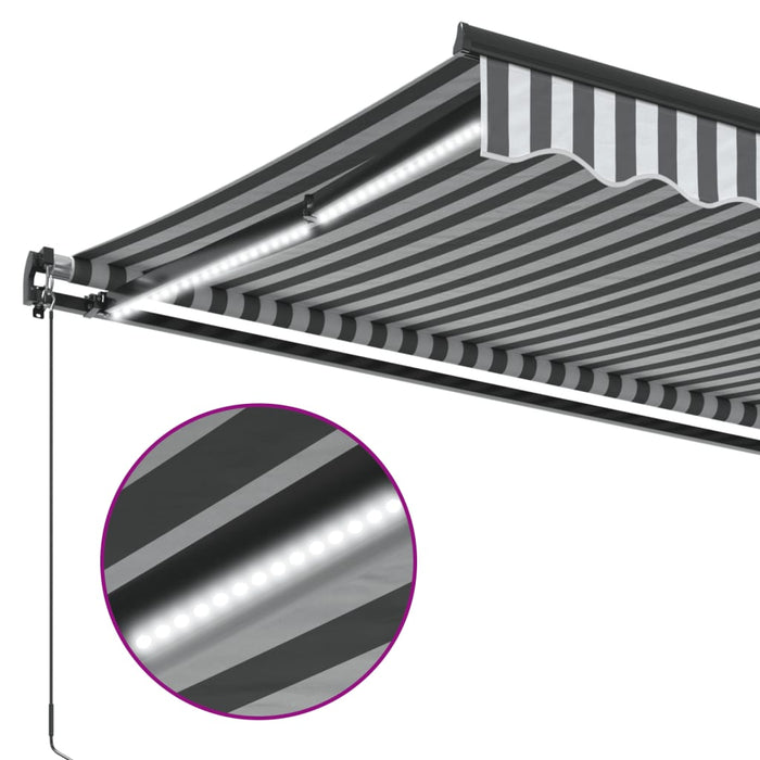 Copertină retractabilă manual cu LED-uri antracit/alb 500x350cm