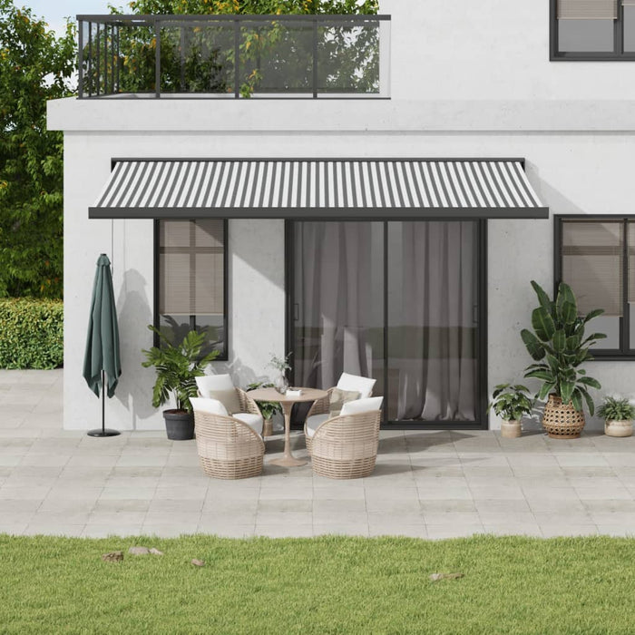 Copertină retractabilă antracit/alb, 5x3 m, textil/aluminiu