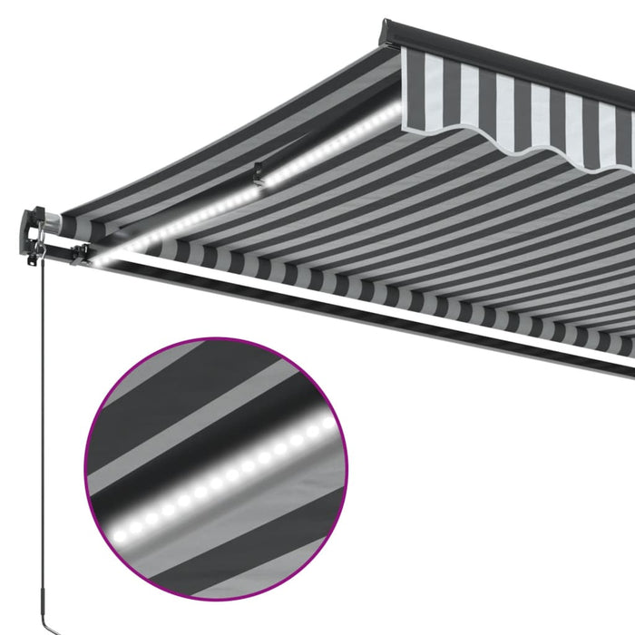 Copertină retractabilă manual cu LED, antracit/alb, 300x250 cm