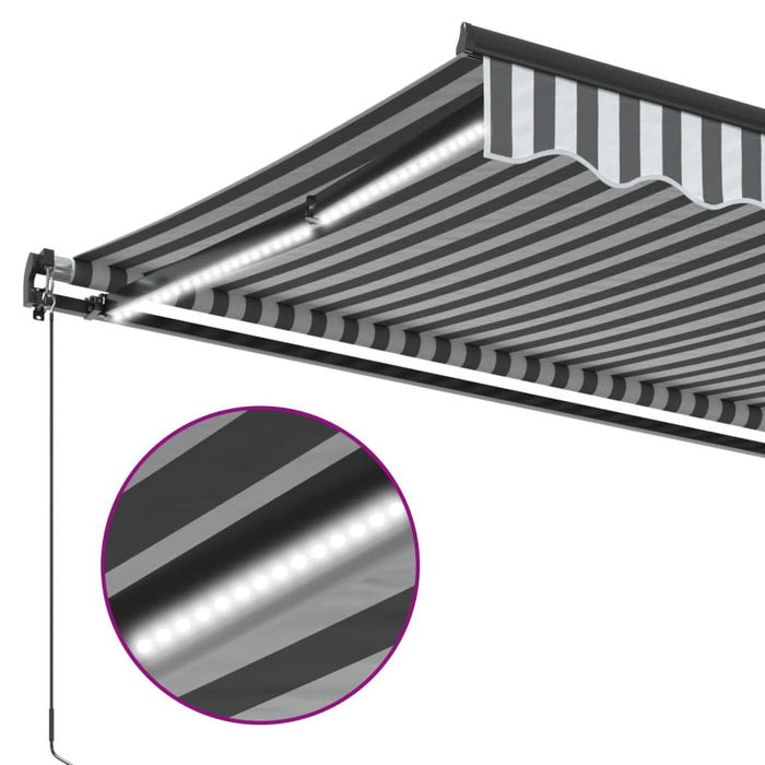 Copertină retractabilă manual cu LED, antracit/alb, 350x250 cm