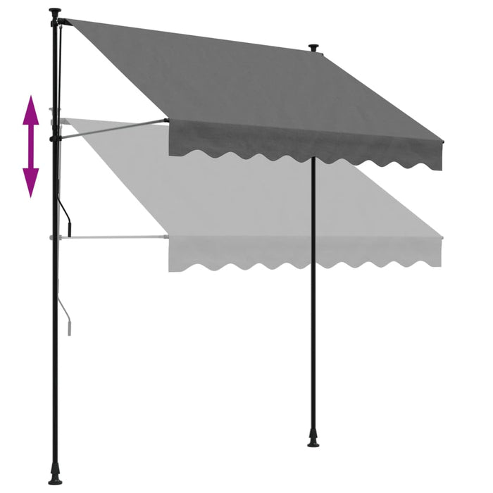 Copertină retractabilă, antracit, 200x150 cm, țesătură și oțel