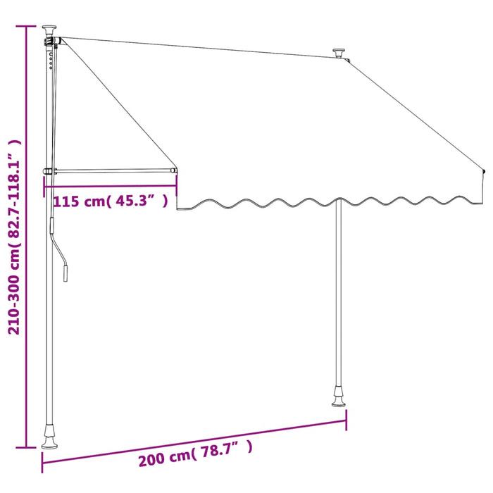 Copertină retractabilă, antracit, 200x150 cm, țesătură și oțel