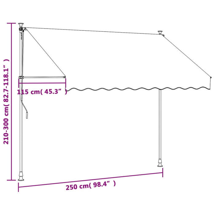 Copertină retractabilă, antracit, 250x150 cm, țesătură și oțel