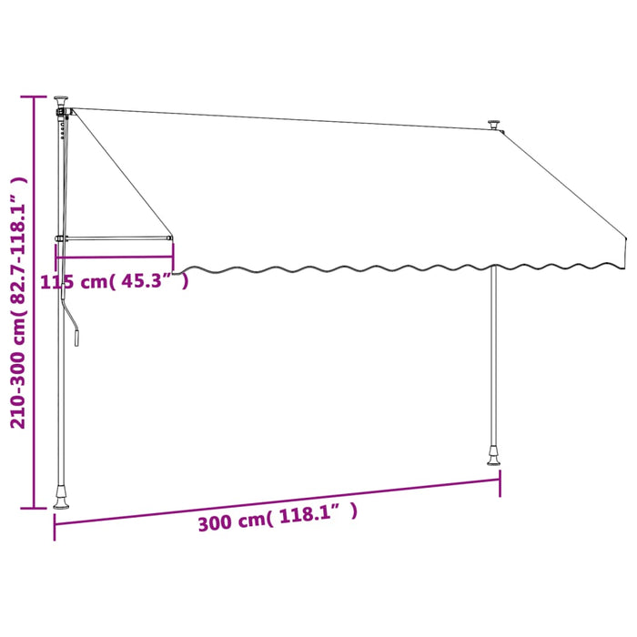 Copertină retractabilă, antracit, 300x150 cm, textil și oțel