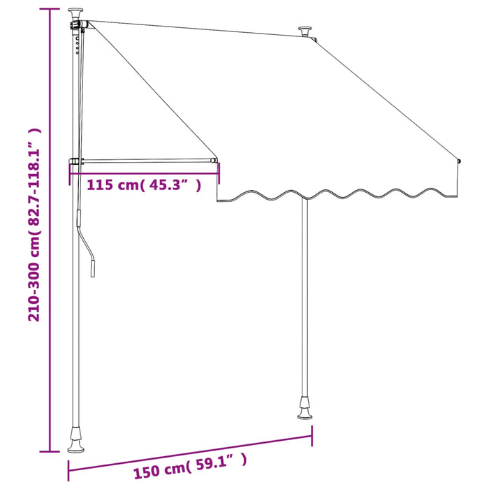 Copertină retractabilă, crem, 150x150 cm, țesătură și oțel