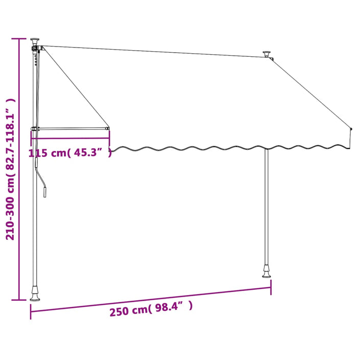 Copertină retractabilă, crem, 250x150 cm, țesătură și oțel