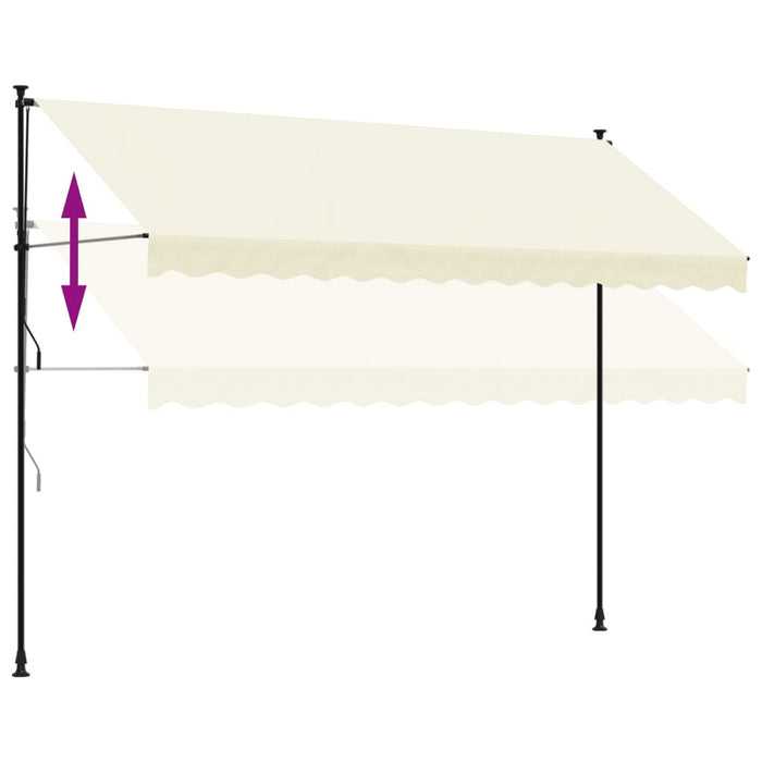 Copertină retractabilă, crem, 350x150 cm, țesătură și oțel