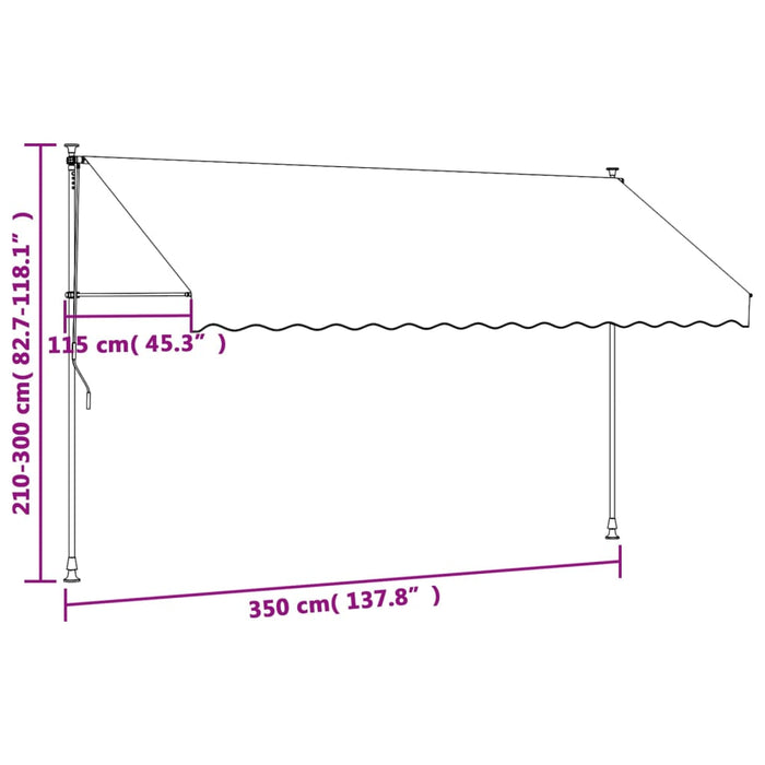 Copertină retractabilă, crem, 350x150 cm, țesătură și oțel