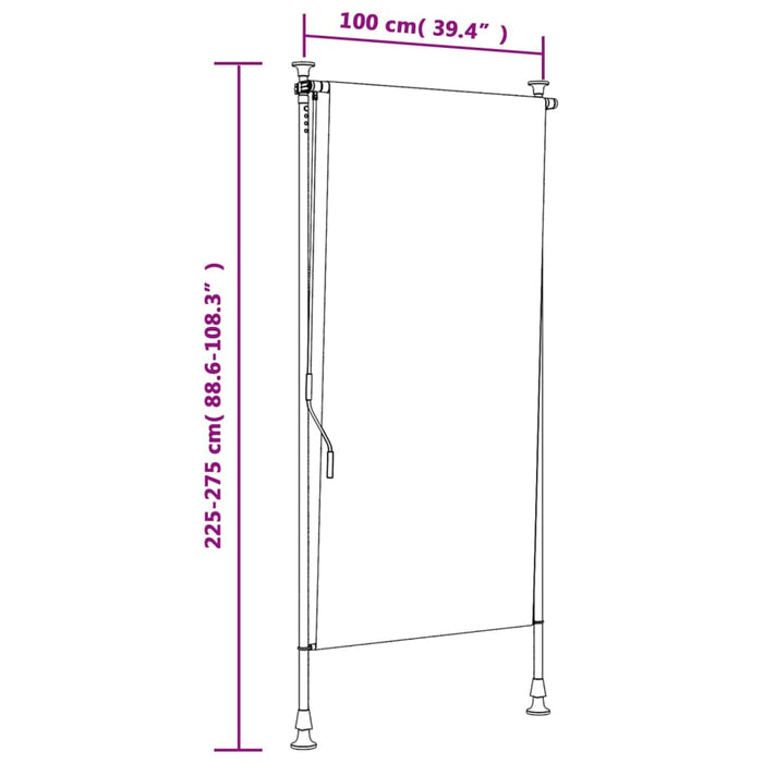 Jaluzea rulou de exterior albastru/alb 100x270 cm țesătură/oțel