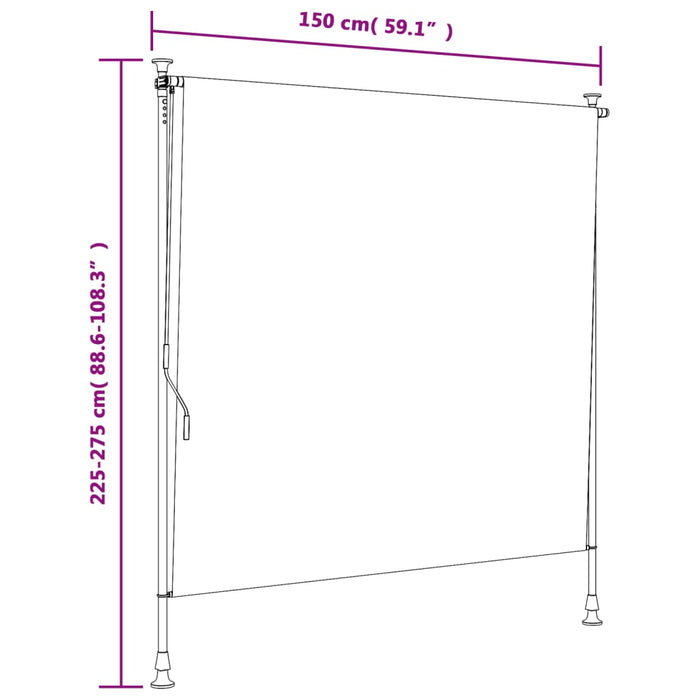 Jaluzea rulou de exterior albastru/alb 150x270 cm țesătură/oțel