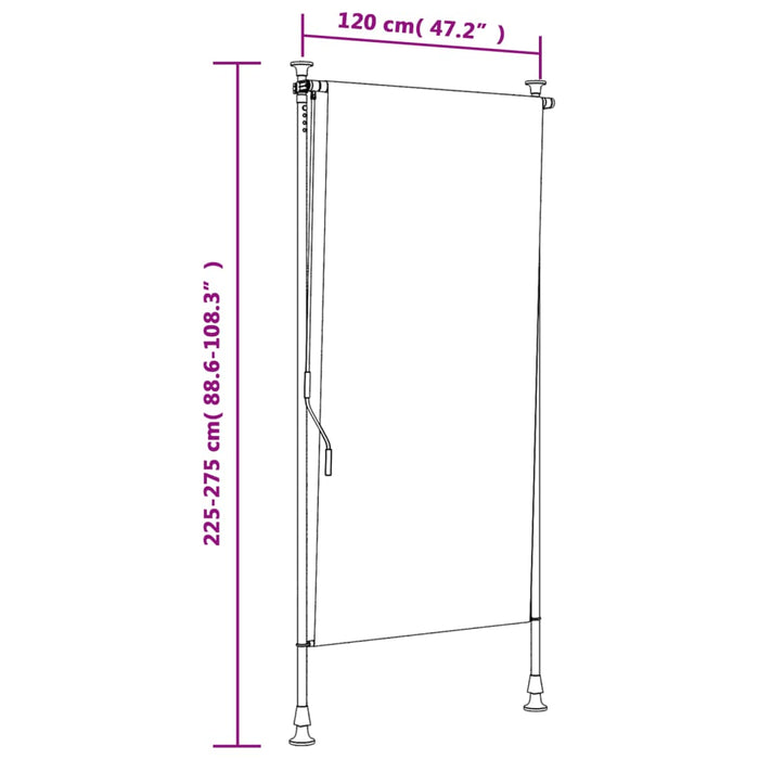 Jaluzea rulou de exterior, galben/alb, 120x270 cm țesătură/oțel