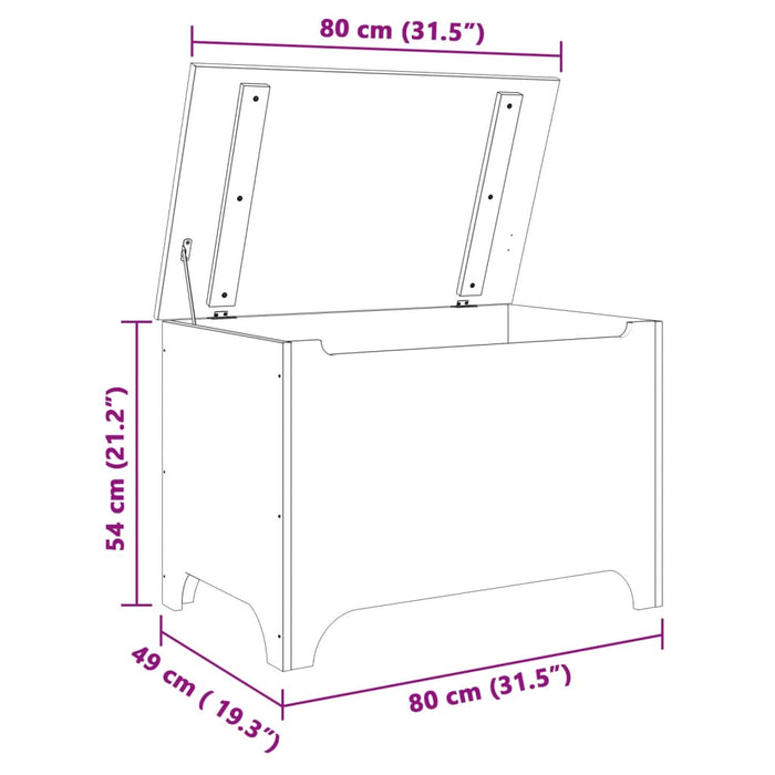 Cutie de depozitare cu capac "RANA" 80x49x54 cm, lemn masiv pin