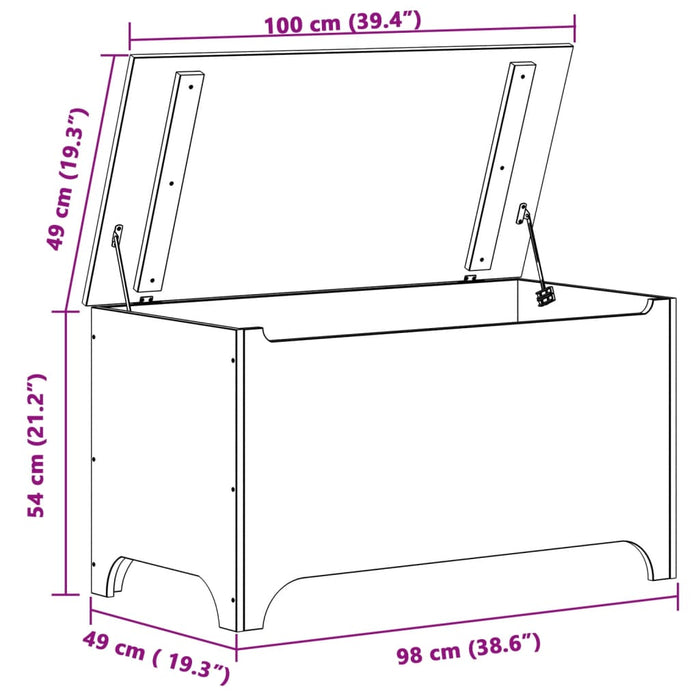 Cutie depozitare capac "RANA", alb, 100x49x54cm, lemn masiv pin