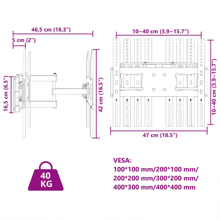 Suport TV de perete ecran 26-70 inchi Max VESA 400x400 mm 40kg