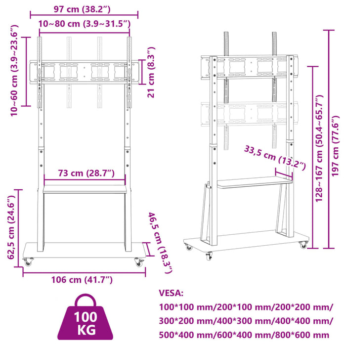 Suport TV pe roți ecran de 32-90 inchi Max VESA 800x400mm 100kg