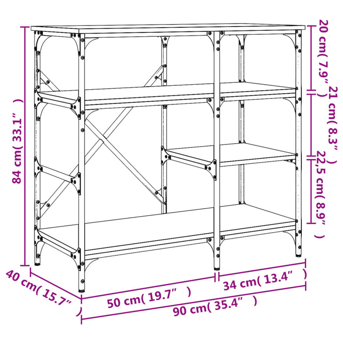 Raft brutărie, gri sonoma, 90x40x84 cm, lemn prelucrat/metal