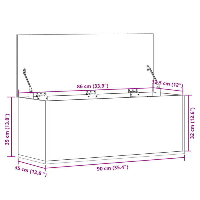 Cutie de depozitare, stejar maro, 90x35x35 cm, lemn prelucrat