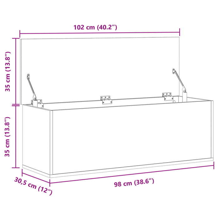 Cutie de depozitare, negru, 102x35x35 cm, lemn prelucrat