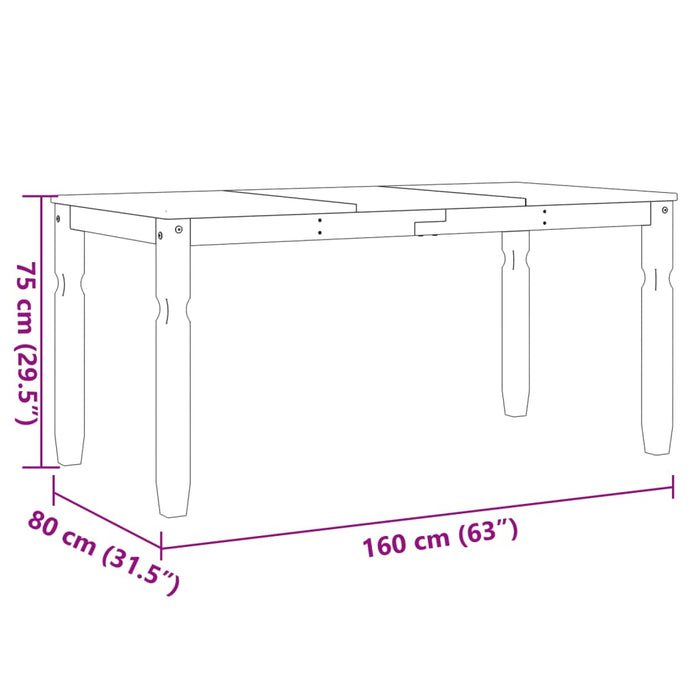 Masă de sufragerie "Corona", gri 160x80x75 cm lemn masiv de pin