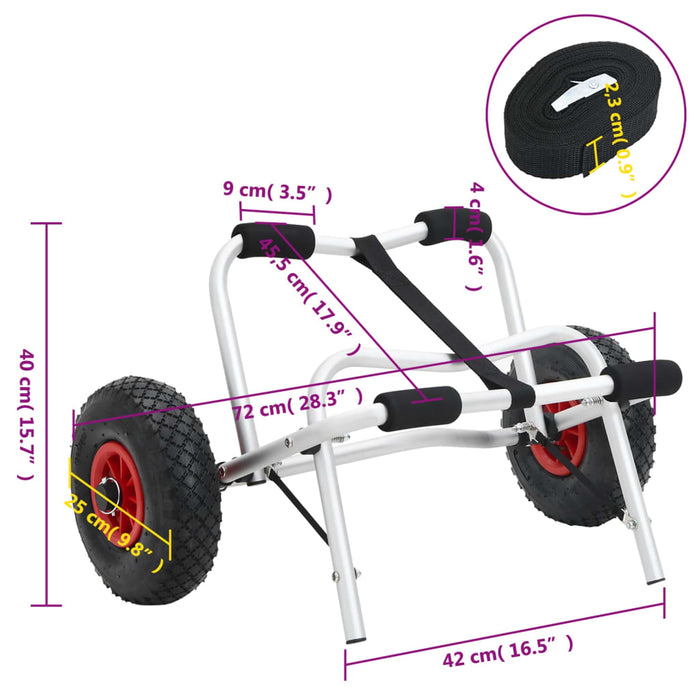 Cărucior de caiac pliabil, 45 kg, aluminiu