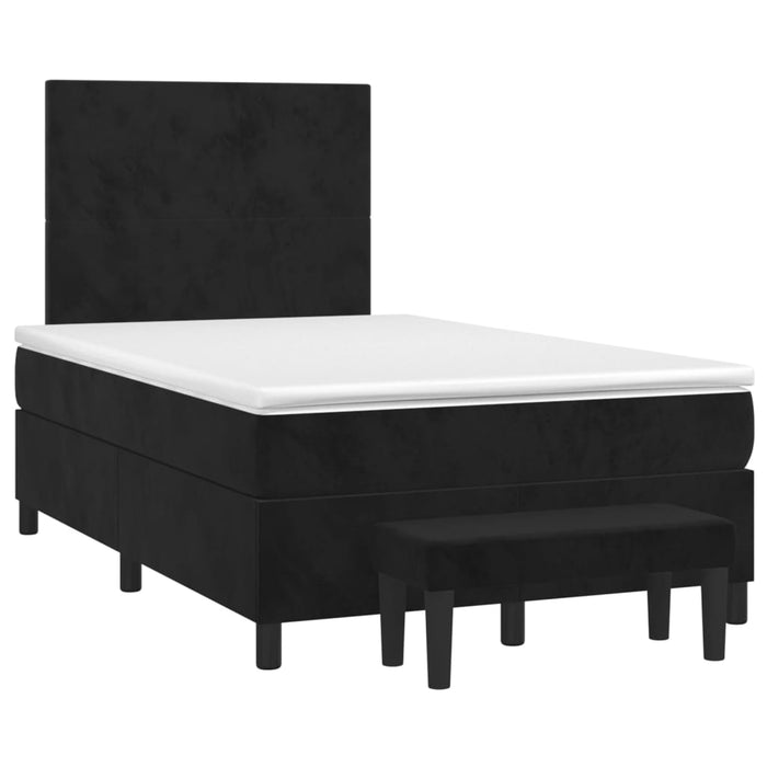 Pat box spring cu saltea, negru, 120x190 cm, catifea