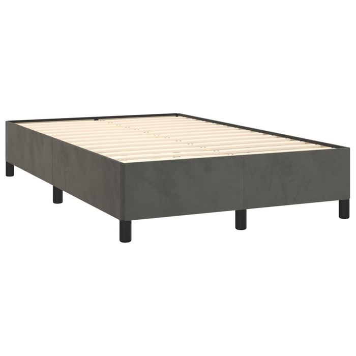 Pat box spring cu saltea, gri închis, 120x190 cm, catifea