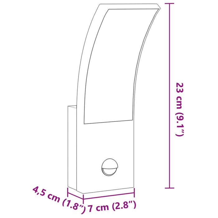 Lămpi exterioare de perete cu LED/senzor 2 buc. negru aluminiu