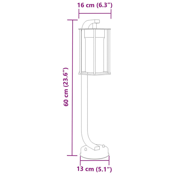 Lampă exterioară de podea, negru, 60 cm, oțel inoxidabil