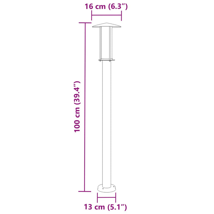 Lampă exterioară de podea, negru, 100 cm, oțel inoxidabil