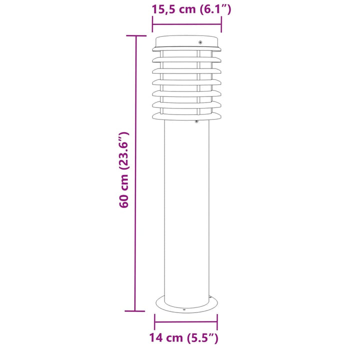 Lampă exterioară de podea, argintiu, 60 cm, oțel inoxidabil