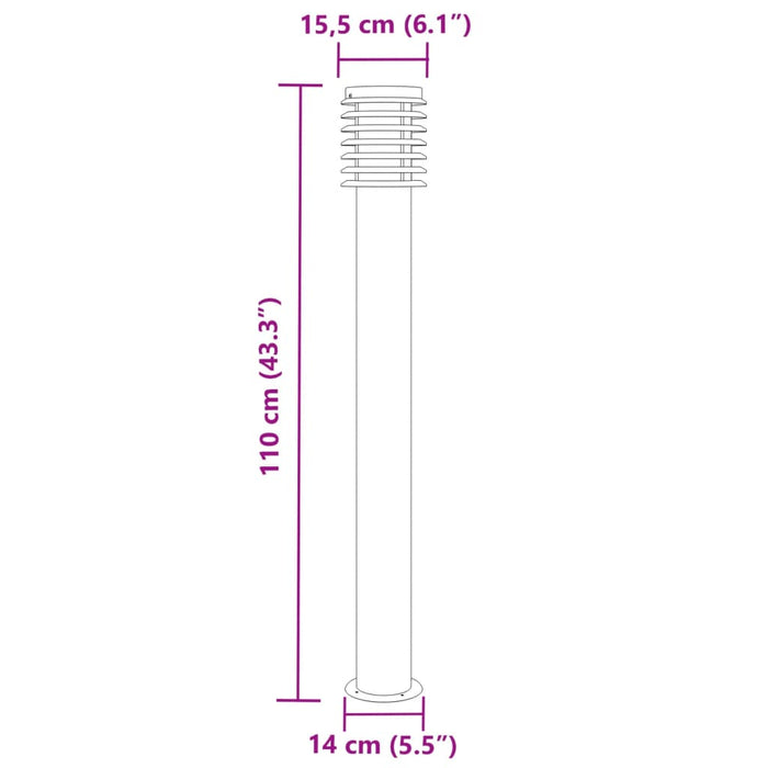 Lampă exterioară de podea, argintiu, 110 cm, oțel inoxidabil