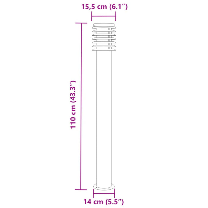 Lampă exterioară de podea, negru, 110 cm, oțel inoxidabil