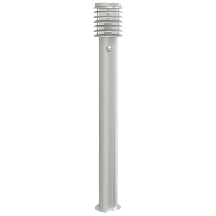 Lampă exterioară de podea cu senzor argintiu 110 cm, oțel inox