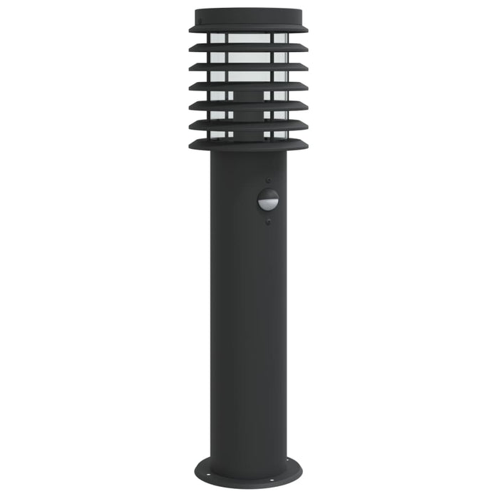 Lampă exterioară de podea cu senzor, negru, 60 cm, oțel inox