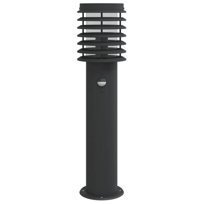 Lampă exterioară de podea cu senzor, negru, 60 cm, oțel inox