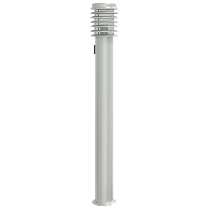 Lampă de podea de exterior cu priză, argintiu, 110cm, oțel inox