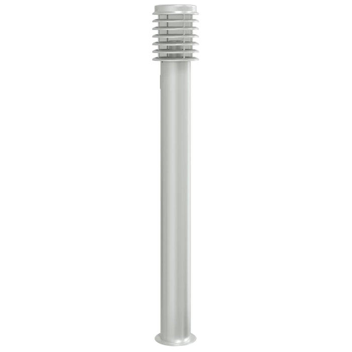 Lampă de podea de exterior cu priză, argintiu, 110cm, oțel inox