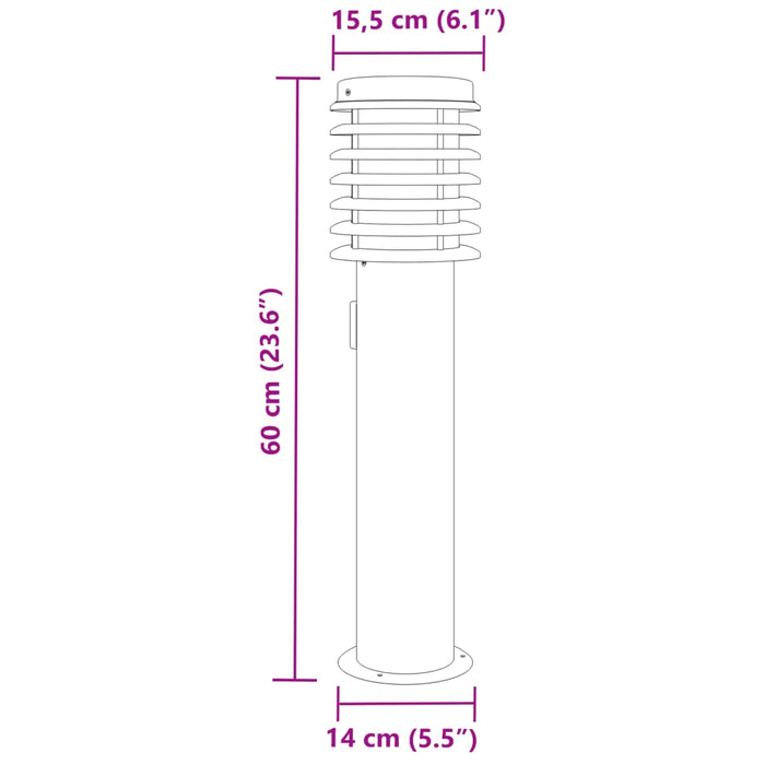 Lampă exterioară de podea cu priză, negru, 60 cm, oțel inox