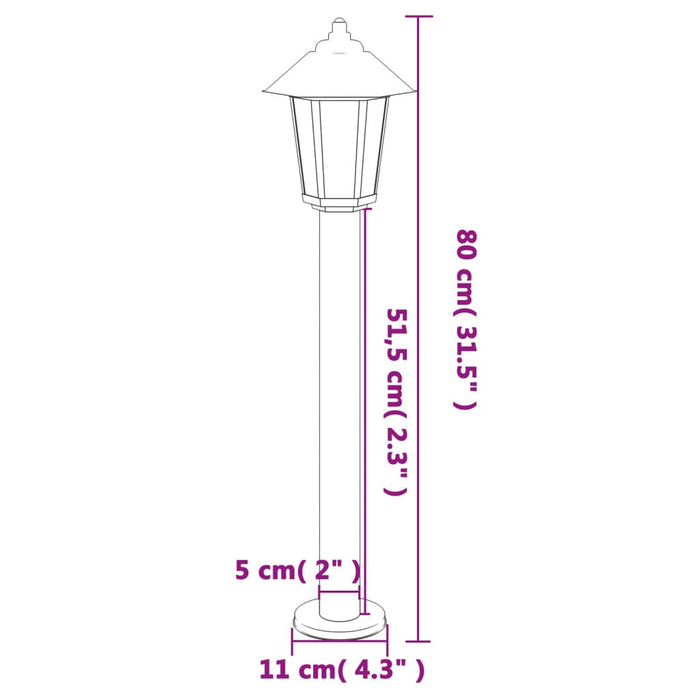 Lămpi exterioare de podea 3 buc argintiu 80 cm oțel inoxidabil