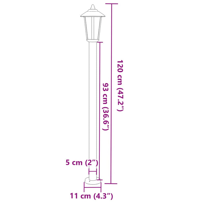 Lampă exterioară de podea, argintiu, 120 cm, oțel inoxidabil