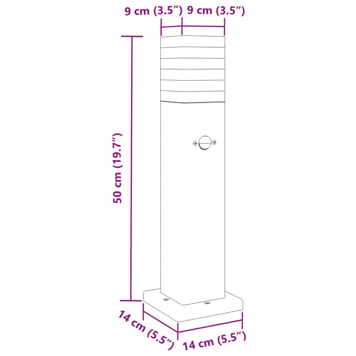 Lampă exterioară de podea cu senzor, negru, 50 cm, aluminiu