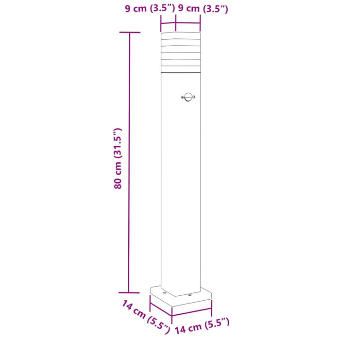 Lampă exterioară de podea cu senzor, negru, 80 cm, aluminiu