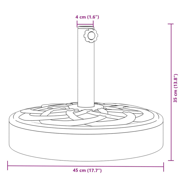 Suport umbrelă pentru stâlpi Ø38 / 48 mm, 25 kg, rotund