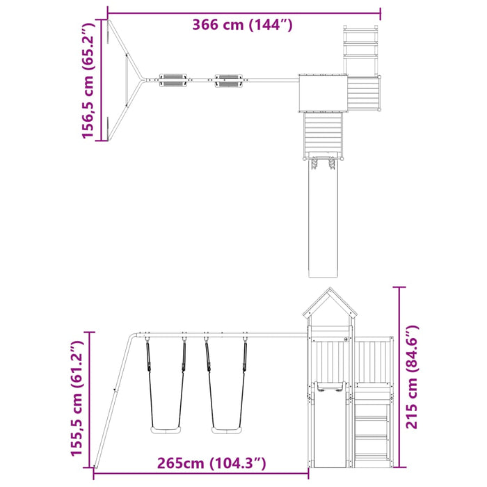 Set de joacă pentru exterior, lemn de pin impregnat