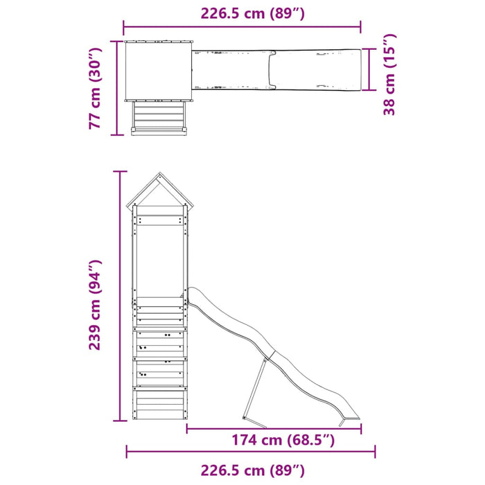 Set de joacă pentru exterior, lemn de pin impregnat