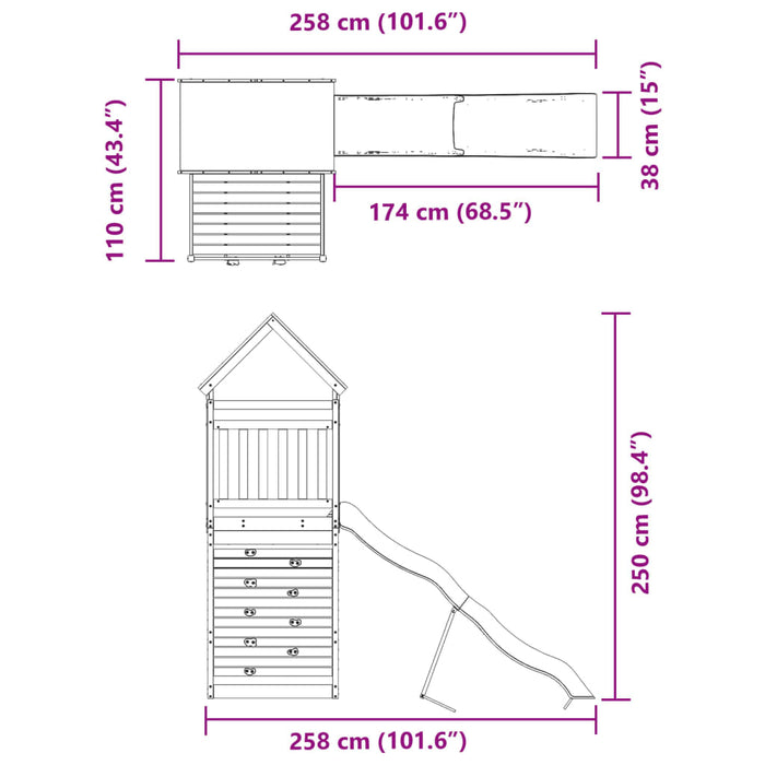 Set de joacă pentru exterior, lemn masiv de pin