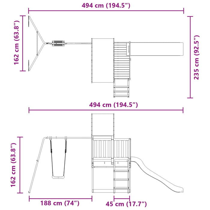 Set de joacă pentru exterior, lemn de pin impregnat