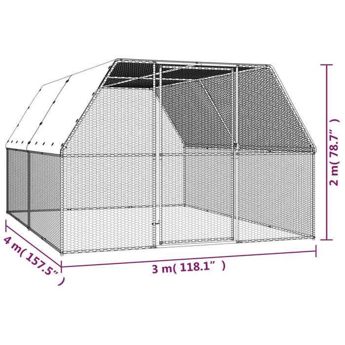 Coteț de păsări, 3x4x2 m, oțel galvanizat